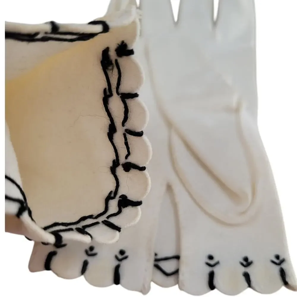 Vintage‎ 50s Cream Beaded Coat-Length Gloves Glam Formal Coquette Vintage Luxe